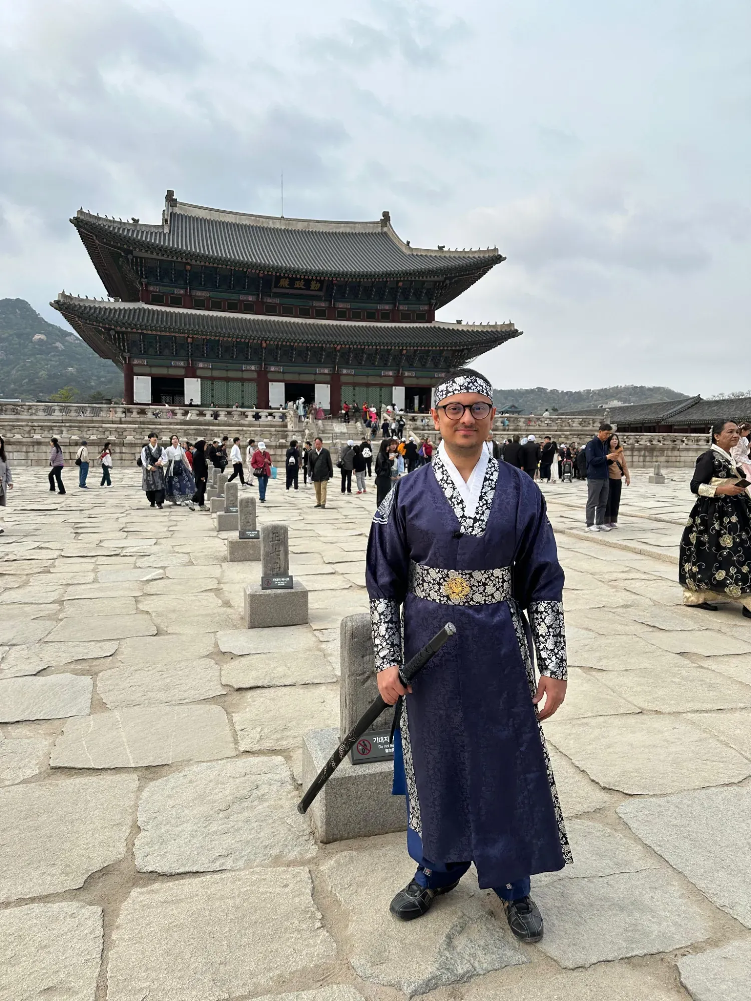 Ritvik Sharma in a hanbok at Gyeongbokgung Palace, Seoul